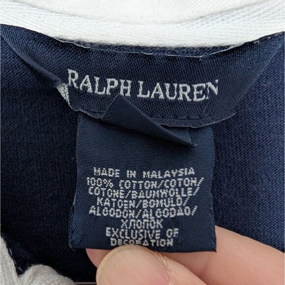 Ralph Lauren Stripe Rugby Polo Dress Girls Size Large Pink Navy Blue Embroidered - Picture 5 of 9